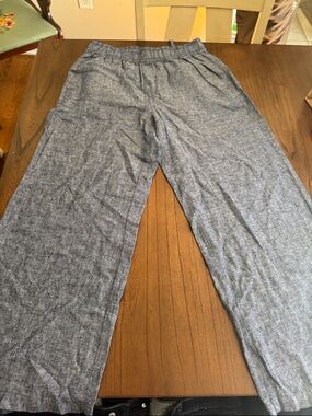 Blue Heathered Linen Pants
